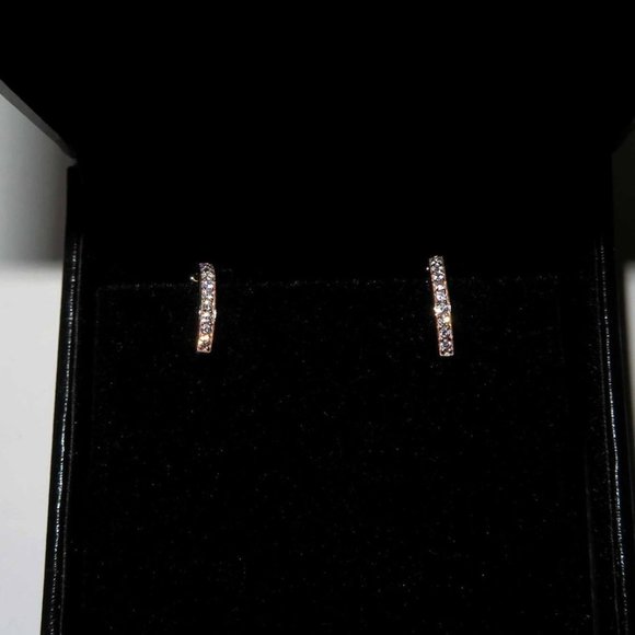 Solid 14K Rose Gold Double Sided Fianite Convertible Hoops - Picture 10 of 11